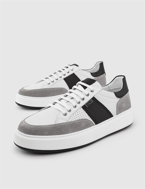 Skule Grey Suede Leather-White Floater Leather Men's Sneaker