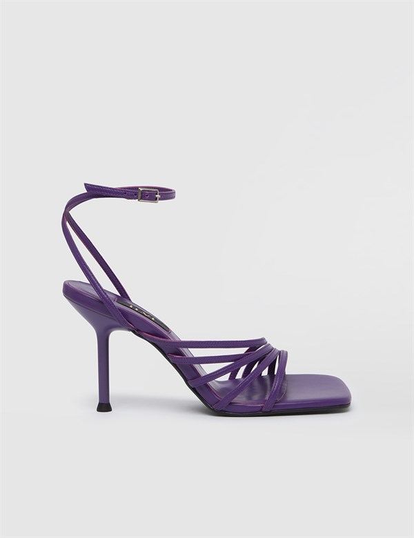 Sonja Purple Leather Women's Heeled Sandal