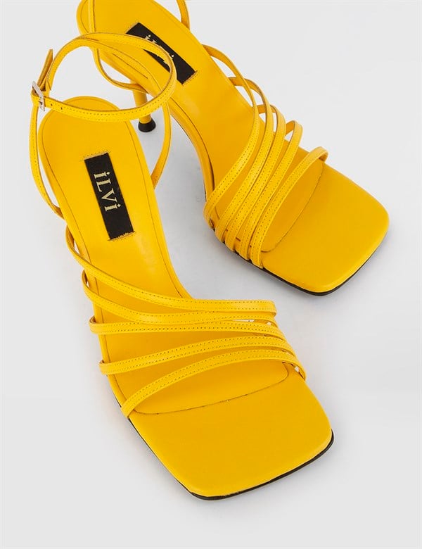 Sonja Yellow Leather Women's Heeled Sandal