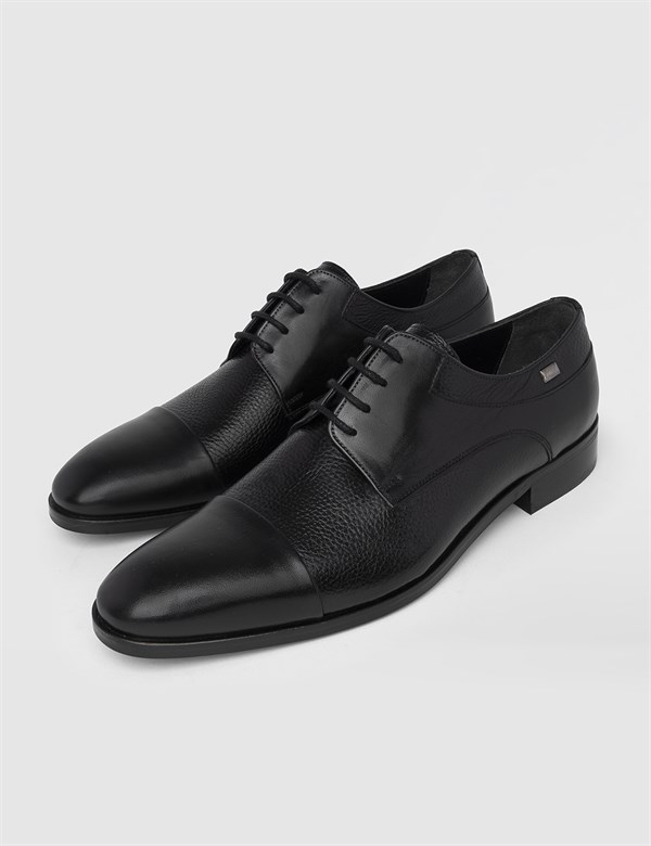Sonla Black Floater Leather Men's Derby Shoe