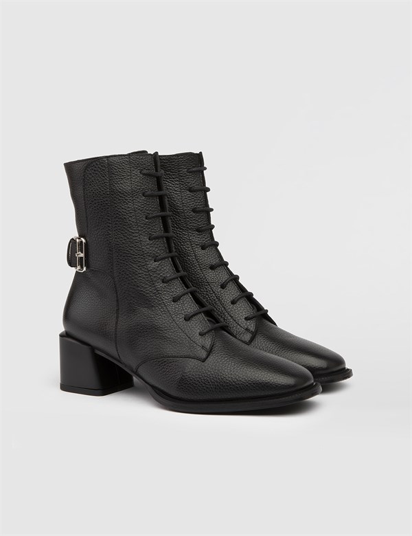Speier Black Floater Leather Women's Heeled Boot