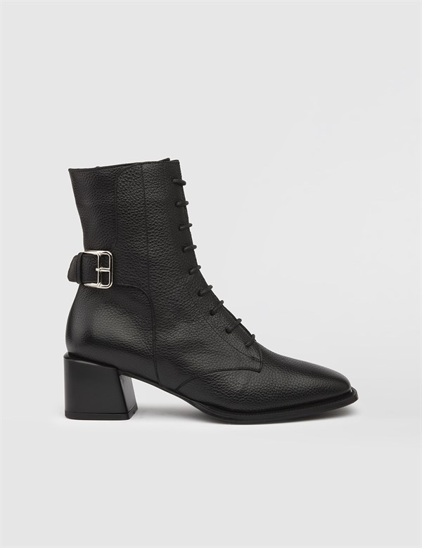 Speier Black Floater Leather Women's Heeled Boot