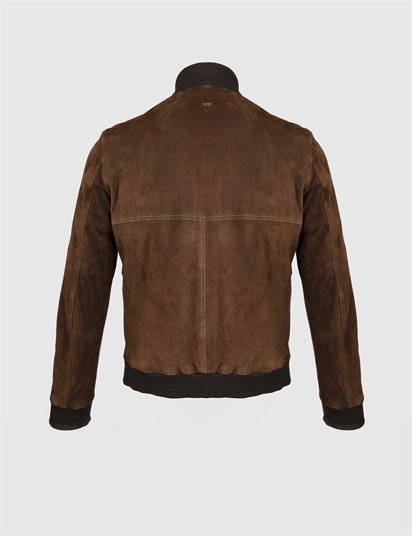Steen Brown Suede Men's Leather Bomber Jacket