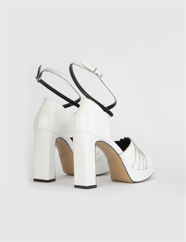 Tiago White Patent Leather Women's Heeled Sandal