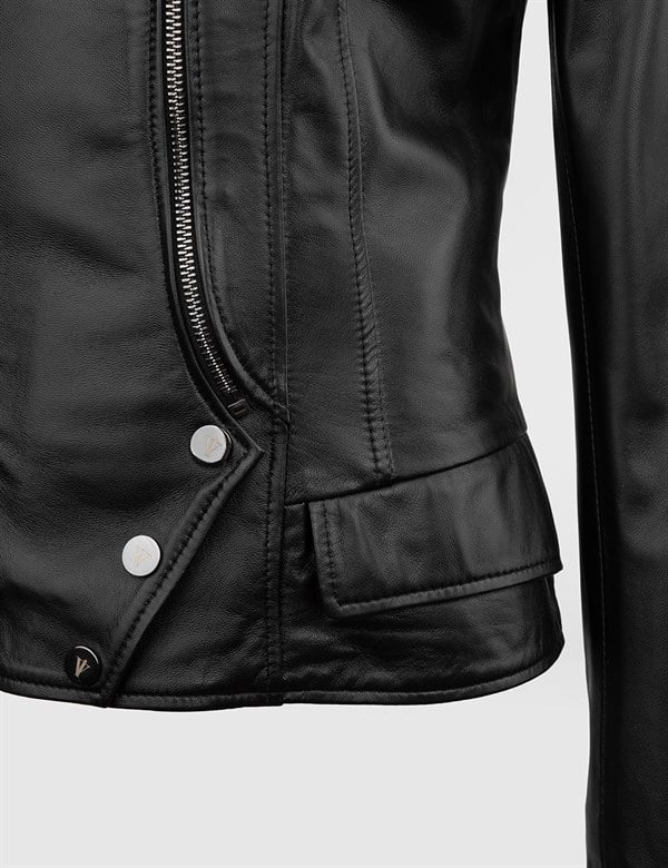 Vagn Black Leather Women's Biker Jacket