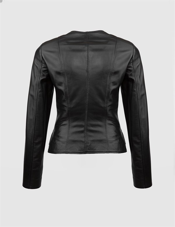 Vagn Black Leather Women's Biker Jacket