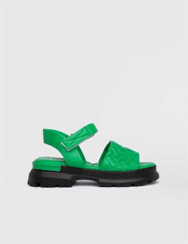 Vekta Green Leather Women's Sandal