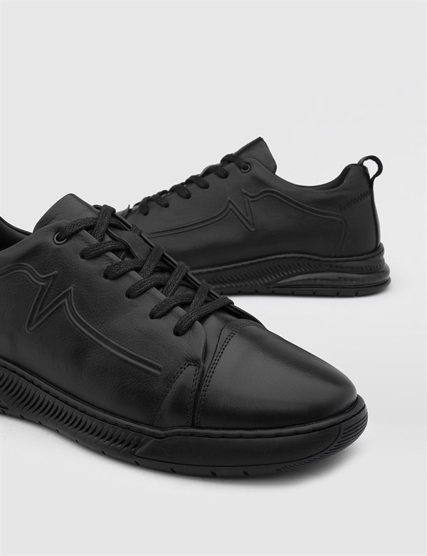 Vinca Antique Black Leather Men's Sneaker