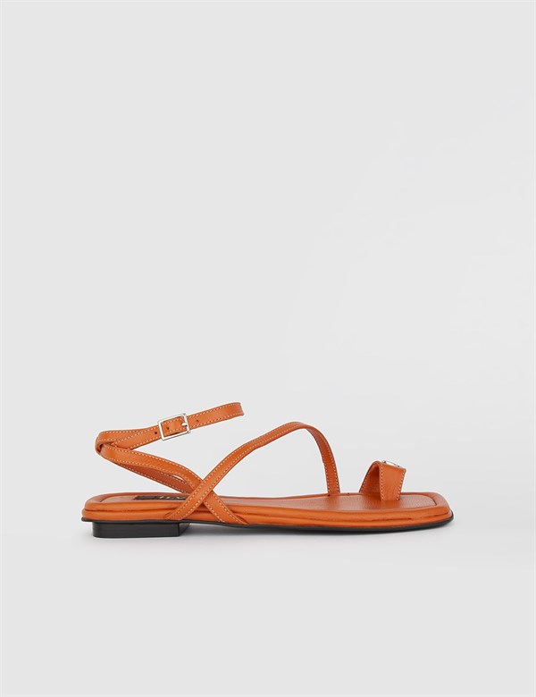 Yunda Orange Leather Women's Sandal