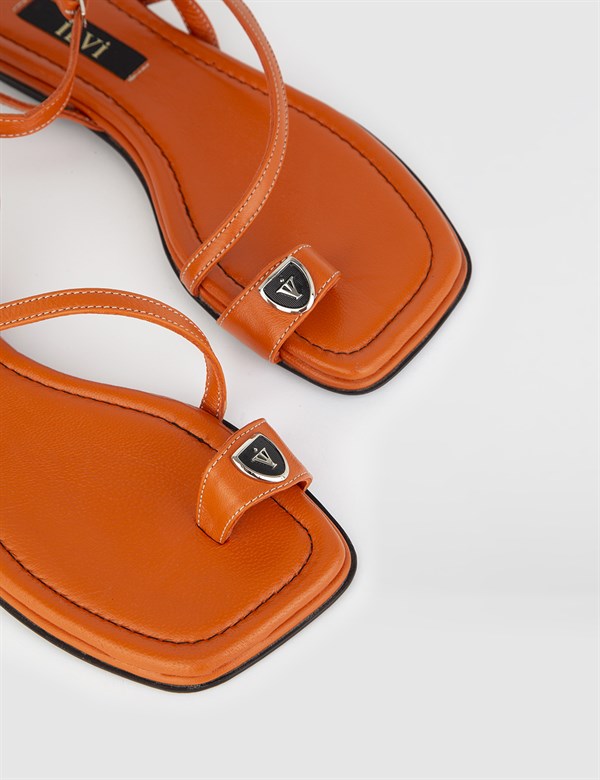 Yunda Orange Leather Women's Sandal