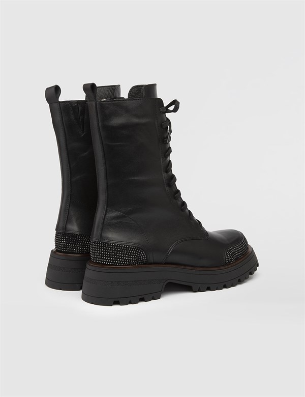 Zeva Black Leather Women's Boot