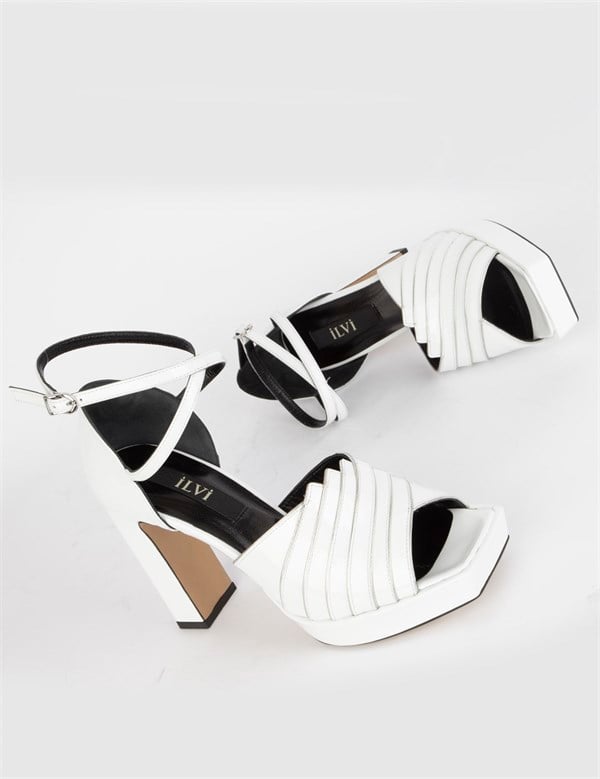 Tiago White Patent Leather Women's Heeled Sandal